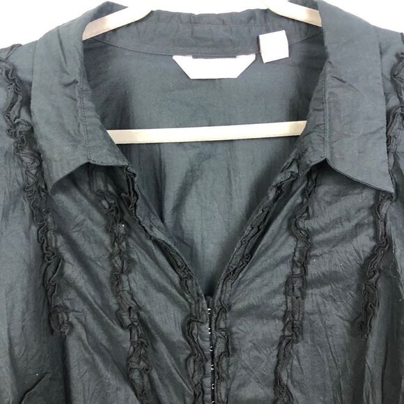 ALC WOMAN | Black Ruffle Hook & Eye Blouse Women’s Plus Size 2X - Picture 4 of 9